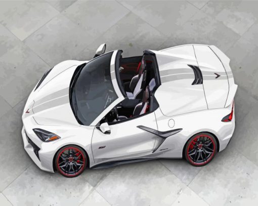 White Corvette Car Paint By Numbers