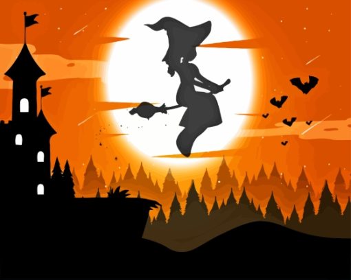 Witch Silhouette Paint By Number