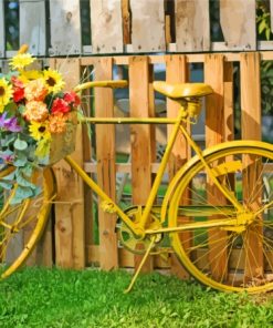 Yellow Bike And Flowers Paint By Number