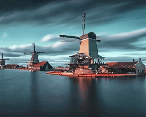 Zaanse Schans Windmills Paint By Number