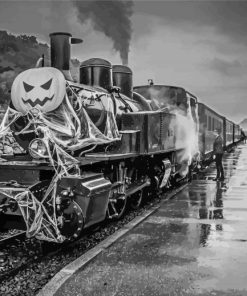 Black And White Train Paint By Numbers