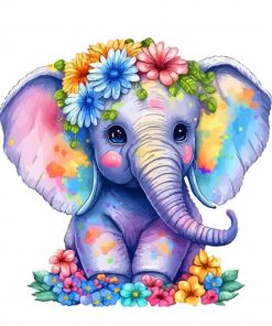 Colorful Floral Elephant Paint By Number