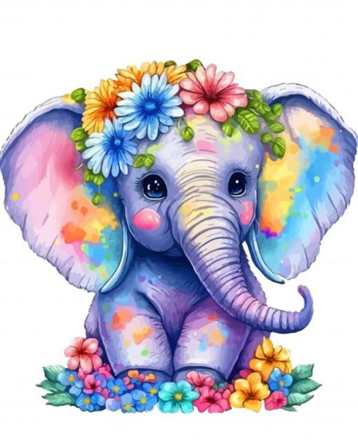 Colorful Floral Elephant Paint By Number