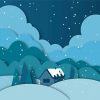 Night Snowfall Illustration Paint By Number