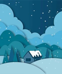 Night Snowfall Illustration Paint By Number