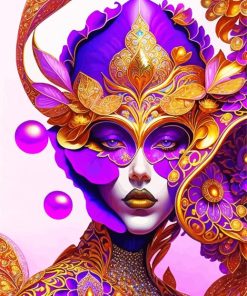 Purple And Golden Lady Paint By Number