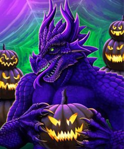 Purple Halloween Dragon Paint By Numbers