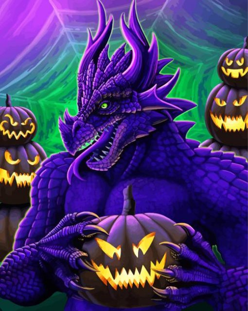 Purple Halloween Dragon Paint By Numbers