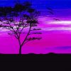 Purple Silhouette Tree Paint By Numbers