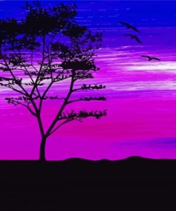 Purple Silhouette Tree Paint By Numbers