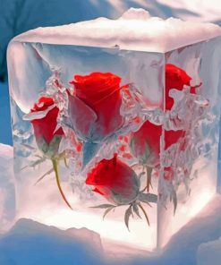 Red Frozen Roses Paint By Number