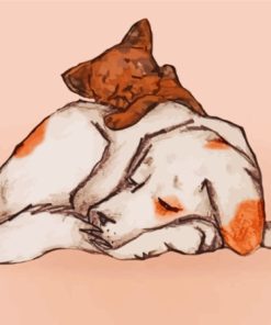 Sleeping Dog And Cat Paint By Number