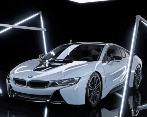 White Bmw I8 Paint By Numbers