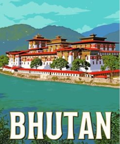 Bhutan Travel Poster Paint By Number