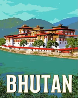 Bhutan Travel Poster Paint By Number