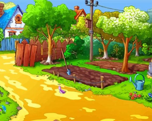 Cartoon Village Farm Paint By Number