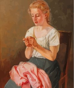 Beautiful Girl Sewing Paint By Number