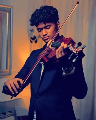 Black Man Posing Violin Paint By Number