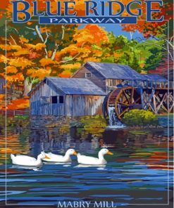 Blue Ridge Mill Poster Paint By Number