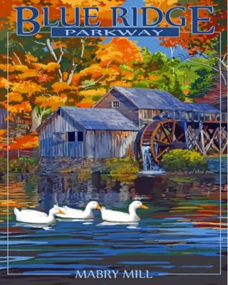 Blue Ridge Mill Poster Paint By Number