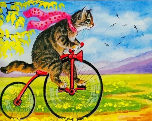 Cat On Bicycle Paint By Numbers