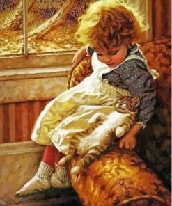 Child And Kitten Paint By Number