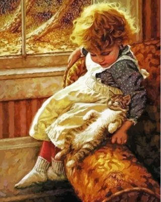 Child And Kitten Paint By Number