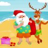 Reindeer And Santa Paint By Number