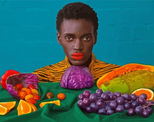 Woman With Fruits Paint By Number
