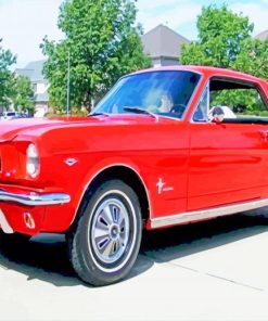 Red 1966 Ford Mustang Paint By Number