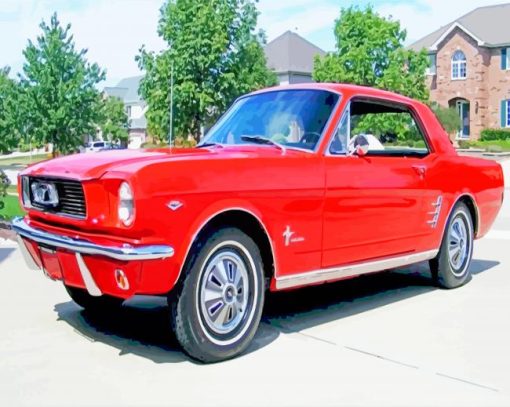 Red 1966 Ford Mustang Paint By Number