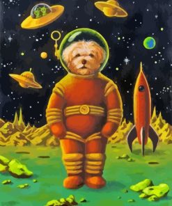 Space Astronaut Dog And Rocket Paint By Number