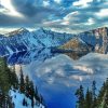 Snowy Crater Lake Painting By Number