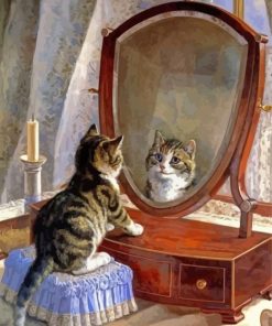 Cute Cat In The Mirror Paint By Number