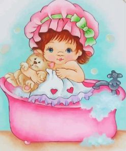 Cute Girl Bathing Paint By Number