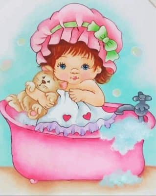 Cute Girl Bathing Paint By Number