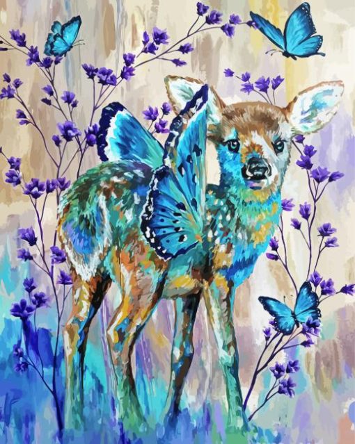 Deer With Butterfly Paint By Number