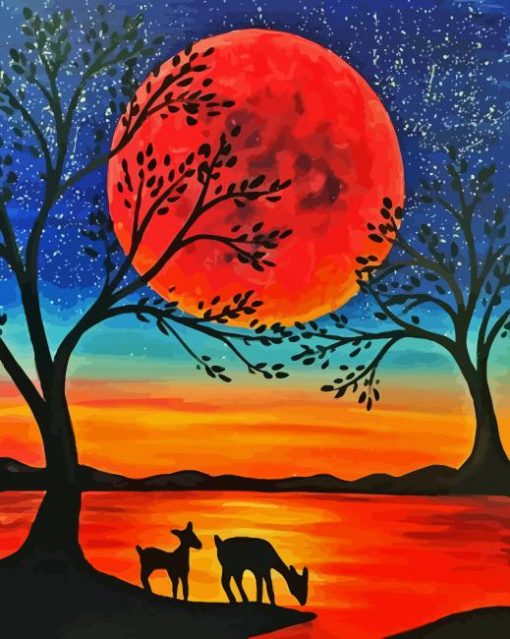 Deers In Moonlight Paint By Number