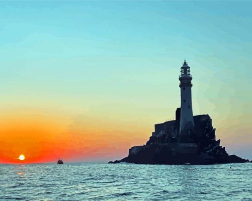 Fastnet Lighthouse At Sunset Paint By Number