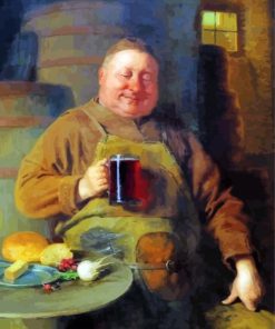 Fat Man Drinking Art Paint By Numbers