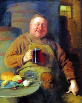 Fat Man Drinking Art Paint By Numbers