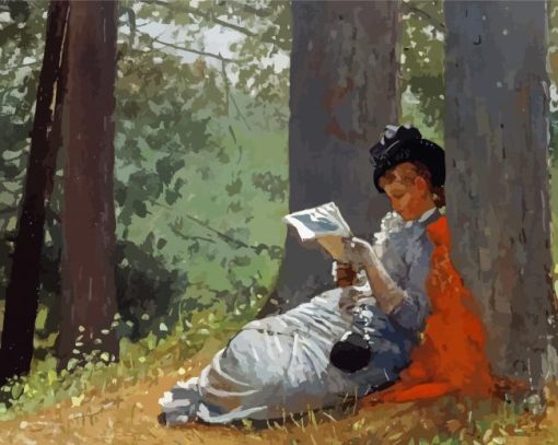 Girl Reading Under Oak Tree By Winslow Homer Paint By Number