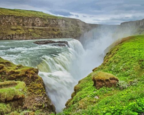 Gullfoss Falls Landscape Paint By Numbers