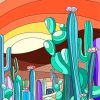 Illustration Abstract Cactus Paint By Numbers