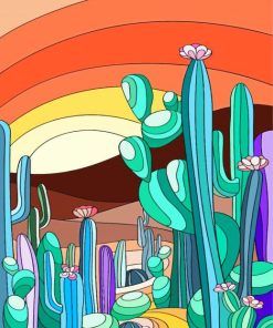 Illustration Abstract Cactus Paint By Numbers