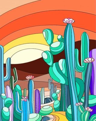 Illustration Abstract Cactus Paint By Numbers