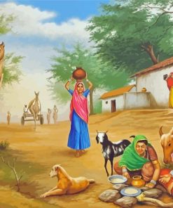 Indian Village Scene Paint By Numbers