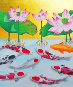 Koi Fish And Lotus Paint By Numbers