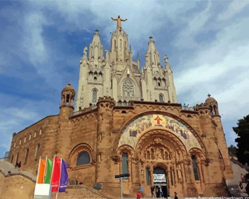 Mount Tibidabo Hill Church Paint By Number