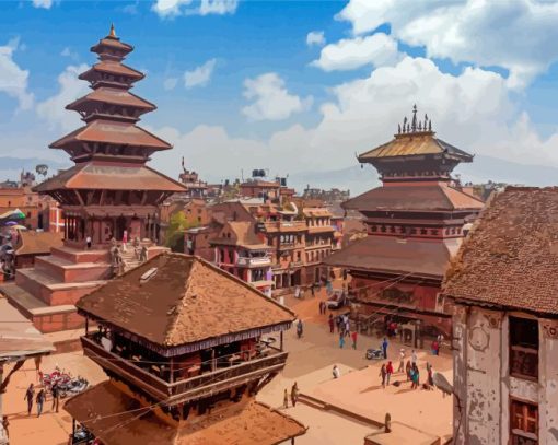 Nepal Bhaktapur Temple Paint By Number